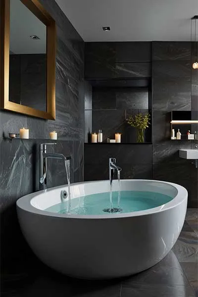 Modernes Bad mit freistehender Badewanne